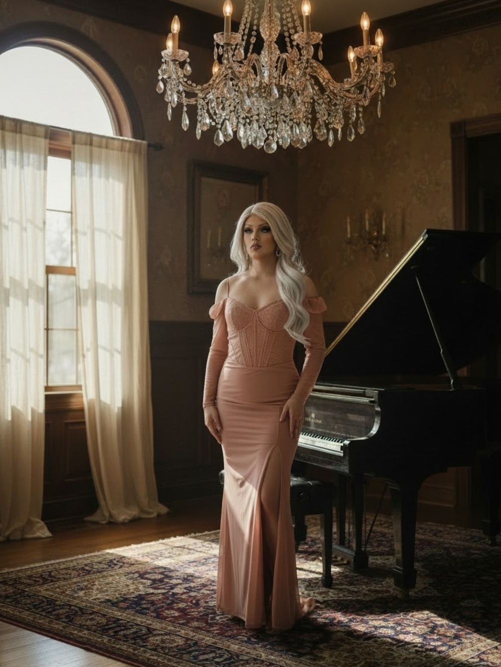 PRETTYLITTLETHING Shape Long Sleeve Corset Maxi Dress in Blush - Picture 4 of 8